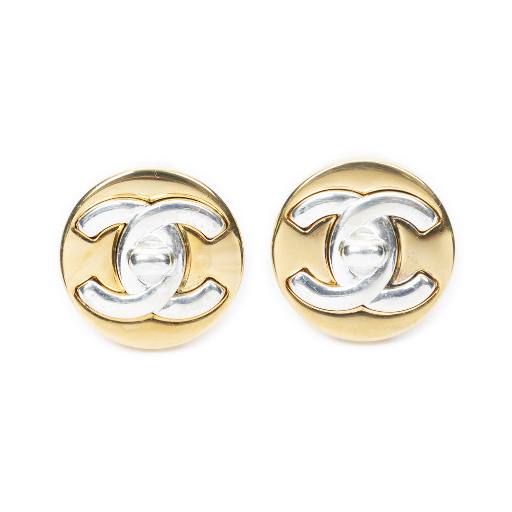 Chanel CC Turnlock Motif Clip On Earrings
